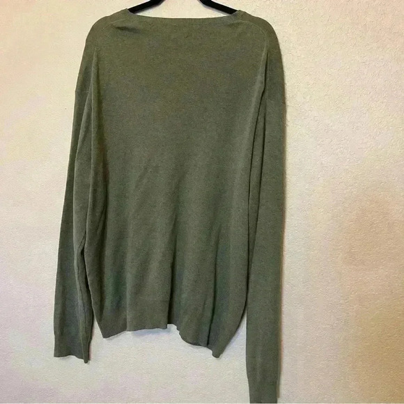 Polo Ralph Lauren Olive Green V-Neck Pima Cotton Long Sleeve Sweater Men's XXL - Picture 10 of 14